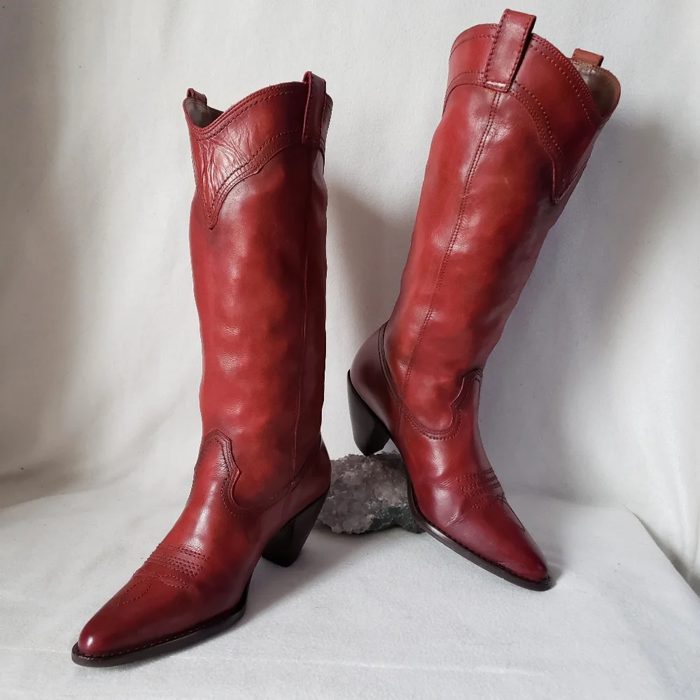 Vintage Red Heeled Boots - Picture 8 of 15